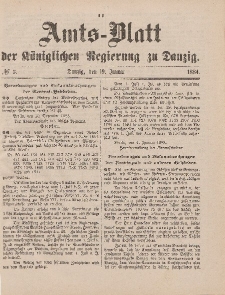 Amts-Blatt der Königlichen Regierung zu Danzig, 19. Januar 1884, Nr. 3