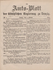 Amts-Blatt der Königlichen Regierung zu Danzig, 2. Februar 1884, Nr. 5