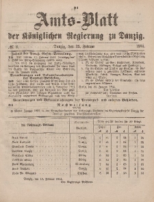 Amts-Blatt der Königlichen Regierung zu Danzig, 23. Februar 1884, Nr. 8
