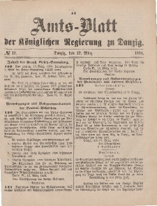 Amts-Blatt der Königlichen Regierung zu Danzig, 22. März 1884, Nr. 12