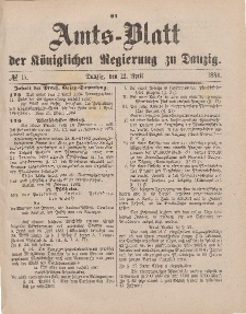Amts-Blatt der Königlichen Regierung zu Danzig, 12. April 1884, Nr. 15
