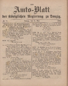 Amts-Blatt der Königlichen Regierung zu Danzig, 31. Mai 1884, Nr. 22