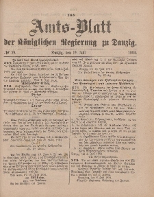 Amts-Blatt der Königlichen Regierung zu Danzig, 19. Juli 1884, Nr. 29