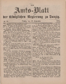 Amts-Blatt der Königlichen Regierung zu Danzig, 27. September 1884, Nr. 39