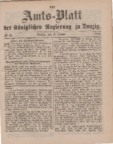 Amts-Blatt der Königlichen Regierung zu Danzig, 18. Oktober 1884, Nr. 42