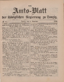 Amts-Blatt der Königlichen Regierung zu Danzig, 8. November 1884, Nr. 45