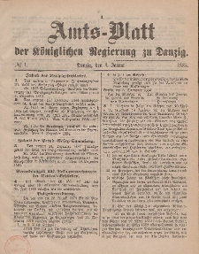 Amts-Blatt der Königlichen Regierung zu Danzig, 3. Januar 1885, Nr. 1