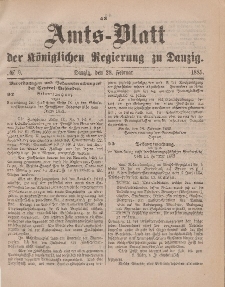 Amts-Blatt der Königlichen Regierung zu Danzig, 28. Februar 1885, Nr. 9
