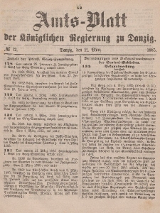 Amts-Blatt der Königlichen Regierung zu Danzig, 21. März 1885, Nr. 12