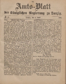 Amts-Blatt der Königlichen Regierung zu Danzig, 4. April 1885, Nr. 14