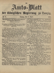 Amts-Blatt der Königlichen Regierung zu Danzig, 11. April 1885, Nr. 15