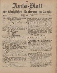 Amts-Blatt der Königlichen Regierung zu Danzig, 25. April 1885, Nr. 17