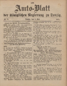 Amts-Blatt der Königlichen Regierung zu Danzig, 9. Mai 1885, Nr. 19