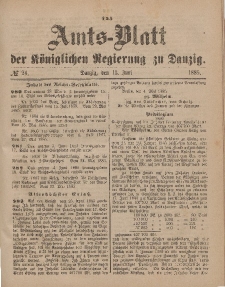 Amts-Blatt der Königlichen Regierung zu Danzig, 13. Juni 1885, Nr. 24