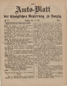 Amts-Blatt der Königlichen Regierung zu Danzig, 11. Juli 1885, Nr. 28