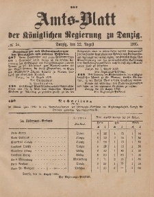 Amts-Blatt der Königlichen Regierung zu Danzig, 22. August 1885, Nr. 34