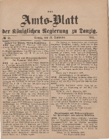 Amts-Blatt der Königlichen Regierung zu Danzig, 19. September 1885, Nr. 38