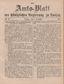 Amts-Blatt der Königlichen Regierung zu Danzig, 5. Dezember 1885, Nr. 49