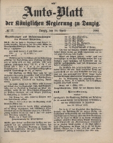 Amts-Blatt der Königlichen Regierung zu Danzig, 24. April 1880, Nr. 17