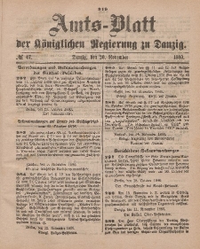 Amts-Blatt der Königlichen Regierung zu Danzig, 20. November 1880, Nr. 47