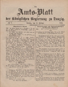 Amts-Blatt der Königlichen Regierung zu Danzig, 13. Februar 1886, Nr. 7