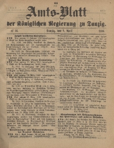 Amts-Blatt der Königlichen Regierung zu Danzig, 3. April 1886, Nr. 14