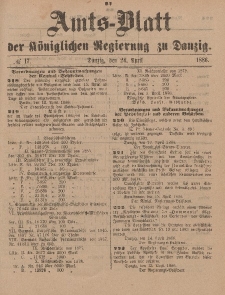 Amts-Blatt der Königlichen Regierung zu Danzig, 24. April 1886, Nr. 17