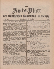 Amts-Blatt der Königlichen Regierung zu Danzig, 9. Oktober 1886, Nr. 41