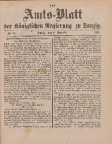 Amts-Blatt der Königlichen Regierung zu Danzig, 6. November 1886, Nr. 45