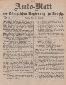Amts-Blatt der Königlichen Regierung zu Danzig, 25. Dezember 1886, Nr. 52