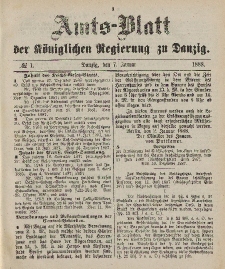 Amts-Blatt der Königlichen Regierung zu Danzig, 7. Januar 1888, Nr. 1