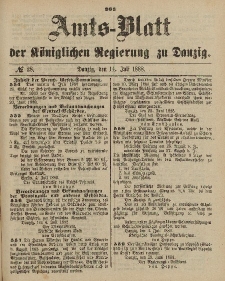 Amts-Blatt der Königlichen Regierung zu Danzig, 14. Juli 1888, Nr. 28