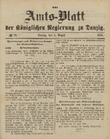 Amts-Blatt der Königlichen Regierung zu Danzig, 4. August 1888, Nr. 31