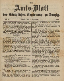 Amts-Blatt der Königlichen Regierung zu Danzig, 1. September 1888, Nr. 35
