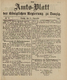 Amts-Blatt der Königlichen Regierung zu Danzig, 15. September 1888, Nr. 37