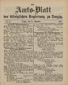 Amts-Blatt der Königlichen Regierung zu Danzig, 10. November 1888, Nr. 45