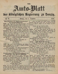 Amts-Blatt der Königlichen Regierung zu Danzig, 1. Dezember 1888, Nr. 48