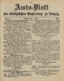 Amts-Blatt der Königlichen Regierung zu Danzig, 6. April 1889, Nr. 14