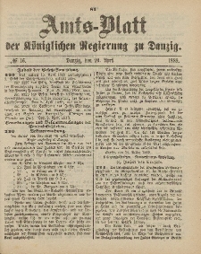 Amts-Blatt der Königlichen Regierung zu Danzig, 20. April 1889, Nr. 16