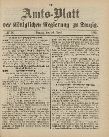 Amts-Blatt der Königlichen Regierung zu Danzig, 20. April 1889, Nr. 16