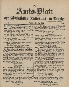 Amts-Blatt der Königlichen Regierung zu Danzig, 6. Juli 1889, Nr. 27