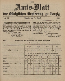 Amts-Blatt der Königlichen Regierung zu Danzig, 17. August 1889, Nr. 33
