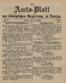 Amts-Blatt der Königlichen Regierung zu Danzig, 24. August 1889, Nr. 34