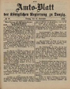 Amts-Blatt der Königlichen Regierung zu Danzig, 21. September 1889, Nr. 38