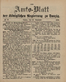 Amts-Blatt der Königlichen Regierung zu Danzig, 28. September 1889, Nr. 39
