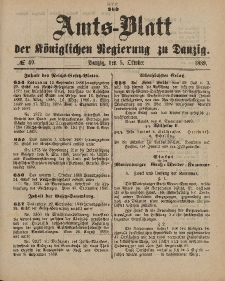 Amts-Blatt der Königlichen Regierung zu Danzig, 5. Oktober 1889, Nr. 40