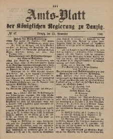 Amts-Blatt der Königlichen Regierung zu Danzig, 23. November 1889, Nr. 47
