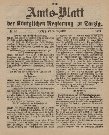 Amts-Blatt der Königlichen Regierung zu Danzig, 7. Dezember 1889, Nr. 49