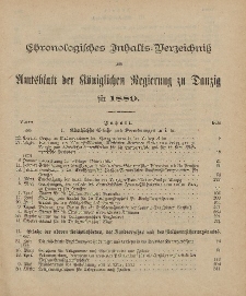 Chronologisches Inhaltsverzeichnis zum Amtsblatt der Königlichen Regierung zu Danzig pro 1889