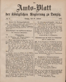 Amts-Blatt der Königlichen Regierung zu Danzig, 29. Januar 1881, Nr. 5